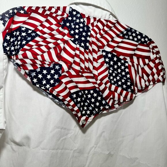 Vintage H Bar C California Ranchwear American Flag Pearl Snap - Picture 6 of 12